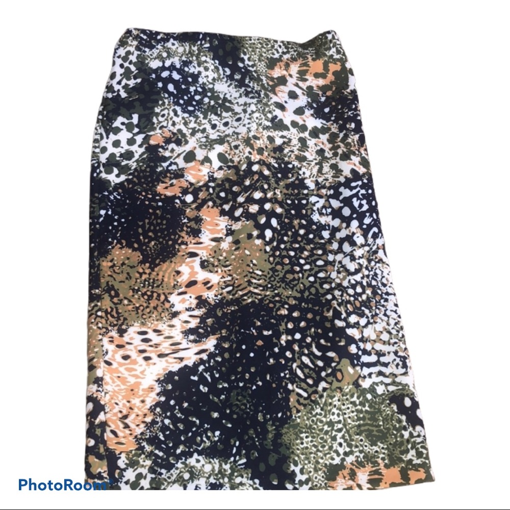 Navy and Green Pencil/Midi Skirt